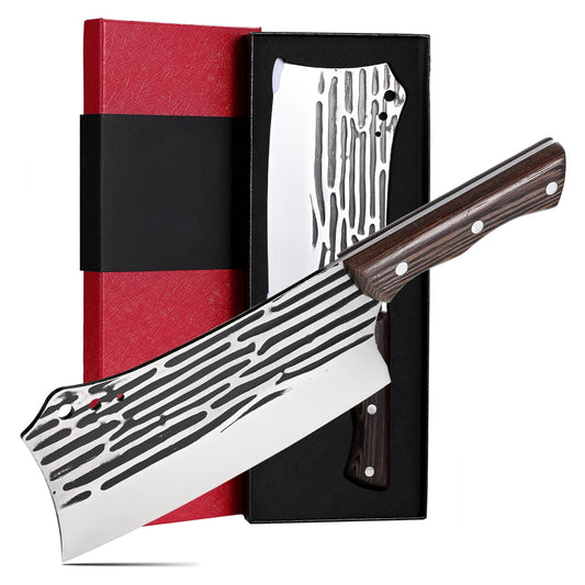 SHI BA ZI ZUO Forged Cleaver Knife Butcher Knife for Vegetable and Meat Cutting,with Non-Slip wooden handle