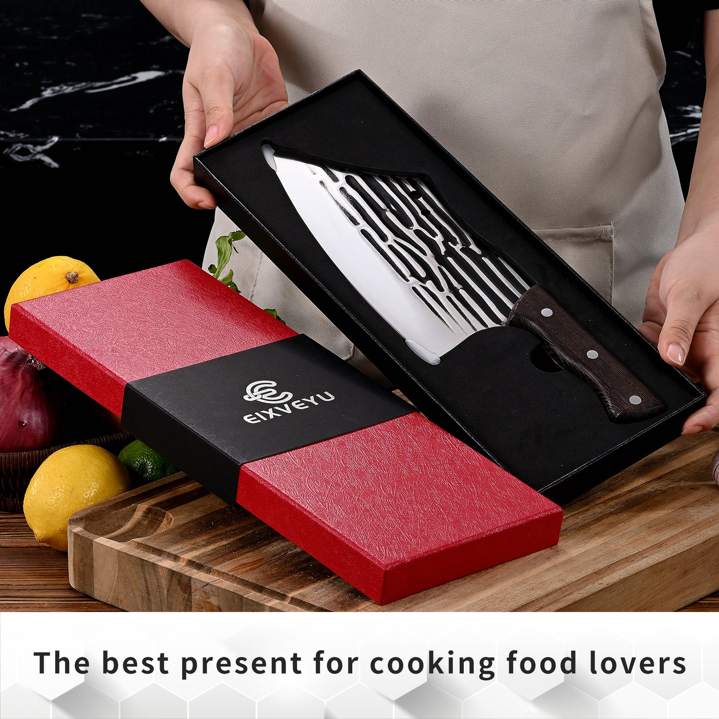 SHI BA ZI ZUO Butcher Knife Forged Cleaver Knife Ultra Sharp Kitchen Knife Chef Knife for Meat Cutting with Wooden Handle