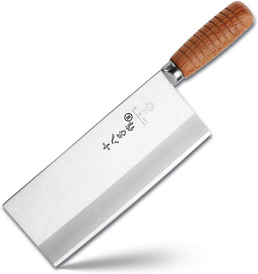 SHI BA ZI ZUO Coltello da chef cinese da 8 pollici, coltello da cucina sottile e leggero Coltello per verdure in acciaio inossidabile Lama antiaderente, F208-2