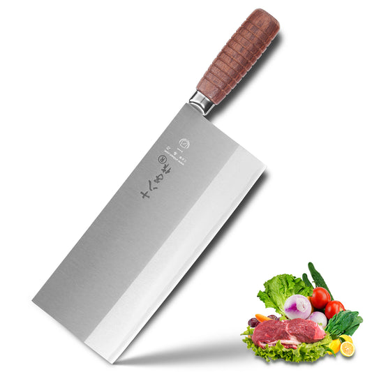 SHI BA ZI ZUO Coltello da chef cinese da 9 pollici, coltello da cucina sottile e leggero Coltello per verdure in acciaio inossidabile Lama antiaderente,F208-1