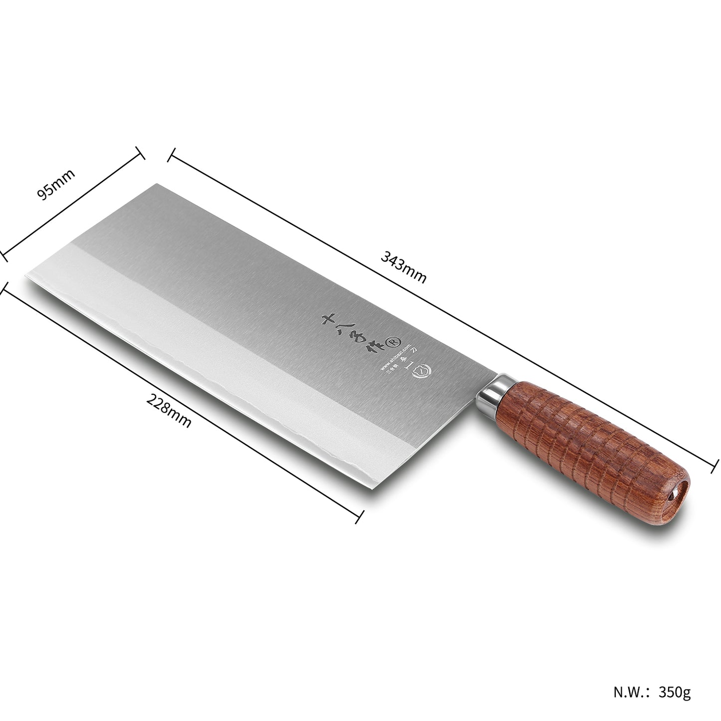 SHI BA ZI ZUO Coltello da chef cinese da 9 pollici, coltello da cucina sottile e leggero Coltello per verdure in acciaio inossidabile Lama antiaderente,F208-1