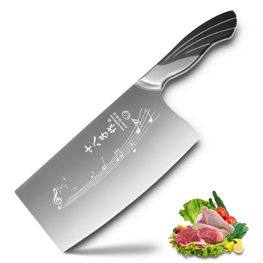 SHI BA ZI ZUO Coltello da cucina cinese da 7 pollici Coltello per verdure Coltello da cuoco professionale con manico in acciaio inox full Tang in acciaio fuso