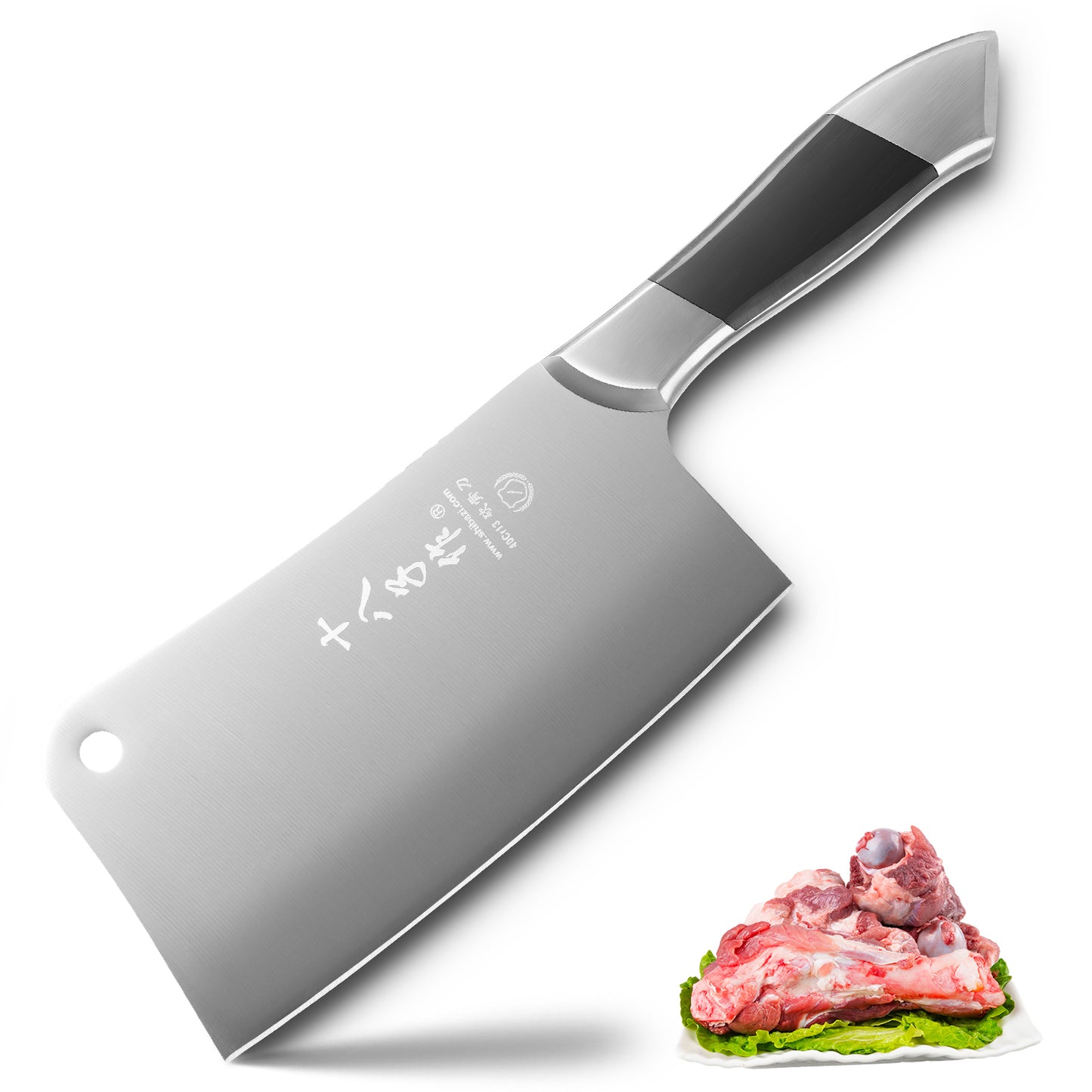 SHI BA ZI ZUO Coltello da macellaio in acciaio inossidabile per mannaia per impieghi gravosi Coltello per affettare cinese con lama a tutto codolo per tagliare carni di ossa