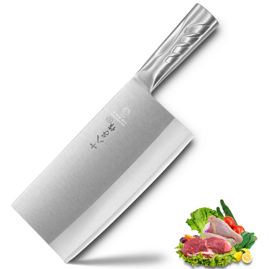 Coltello da chef cinese SHI BA ZI ZUO Coltello da mannaia da 8 pollici per affettare carne, verdure e tritare piccole ossa