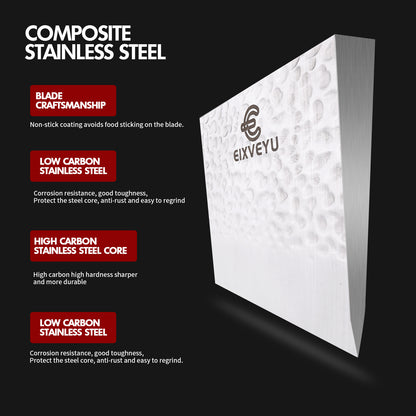 Kitchen knife set, butcher knife and fruit knife 2-piece set, professional chef's knife, kitchen knife, cleaver, forged vegetable knife, paring knife, wooden handle, gift box