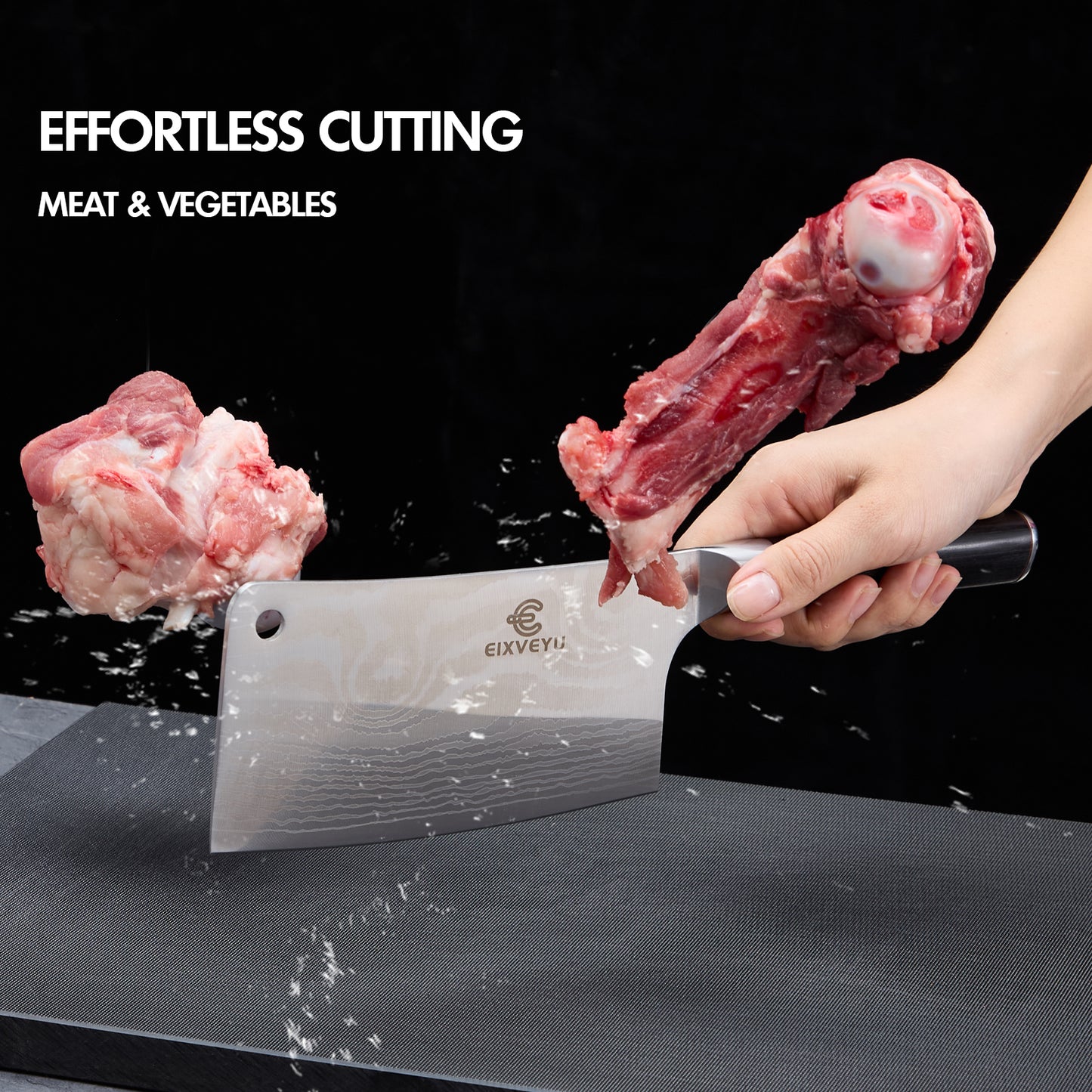 Kitchen knife set, butcher knife, chef's knife, and fruit knife 3-piece set, professional kitchen knife, Damascus pattern vegetable knife, meat knife, paring knife, wooden handle, gift box