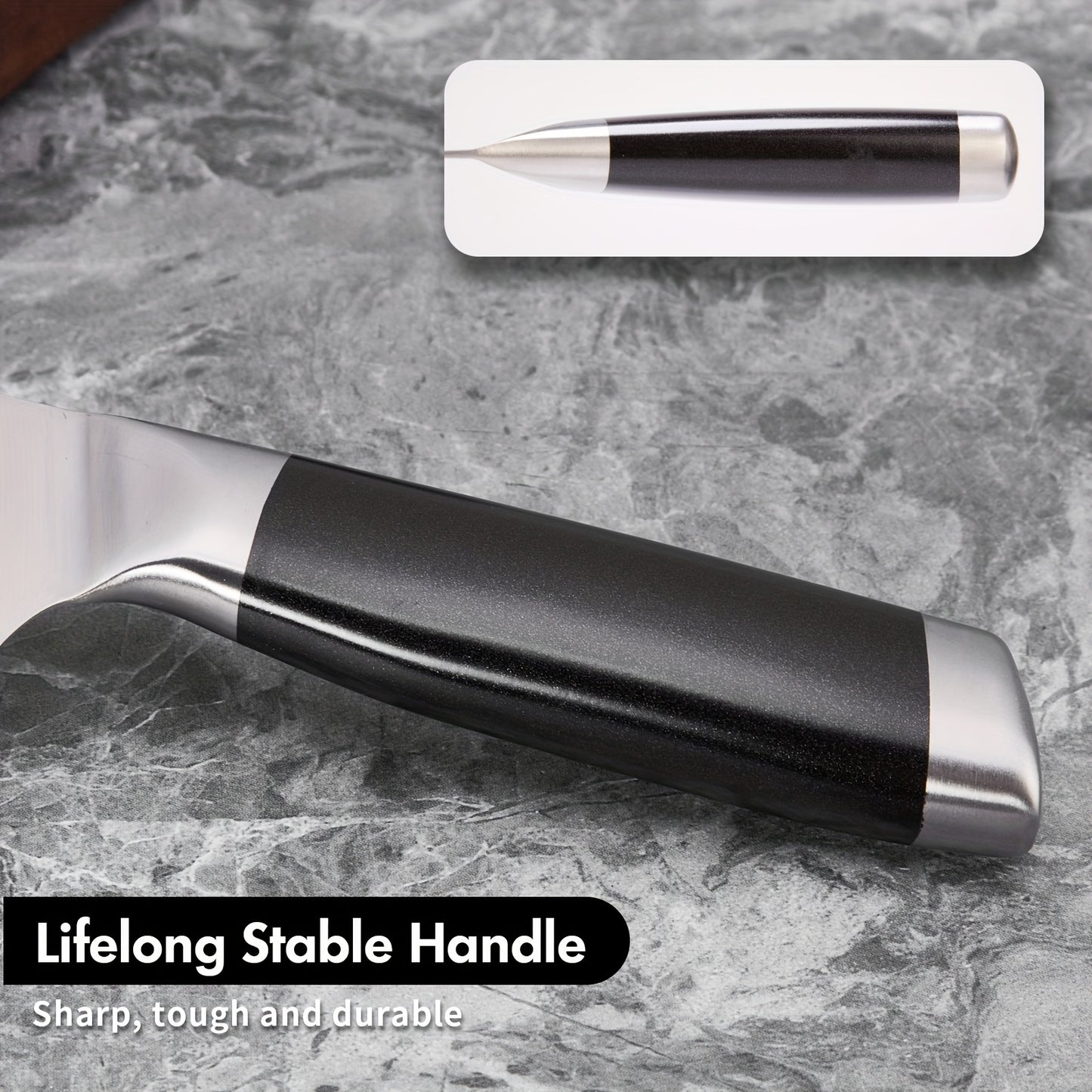 SHI BA ZI ZUO Santoku knife 18 cm chef's knife Sharp kitchen knife made of 40Cr13MoV stainless steel with ergonomic handle